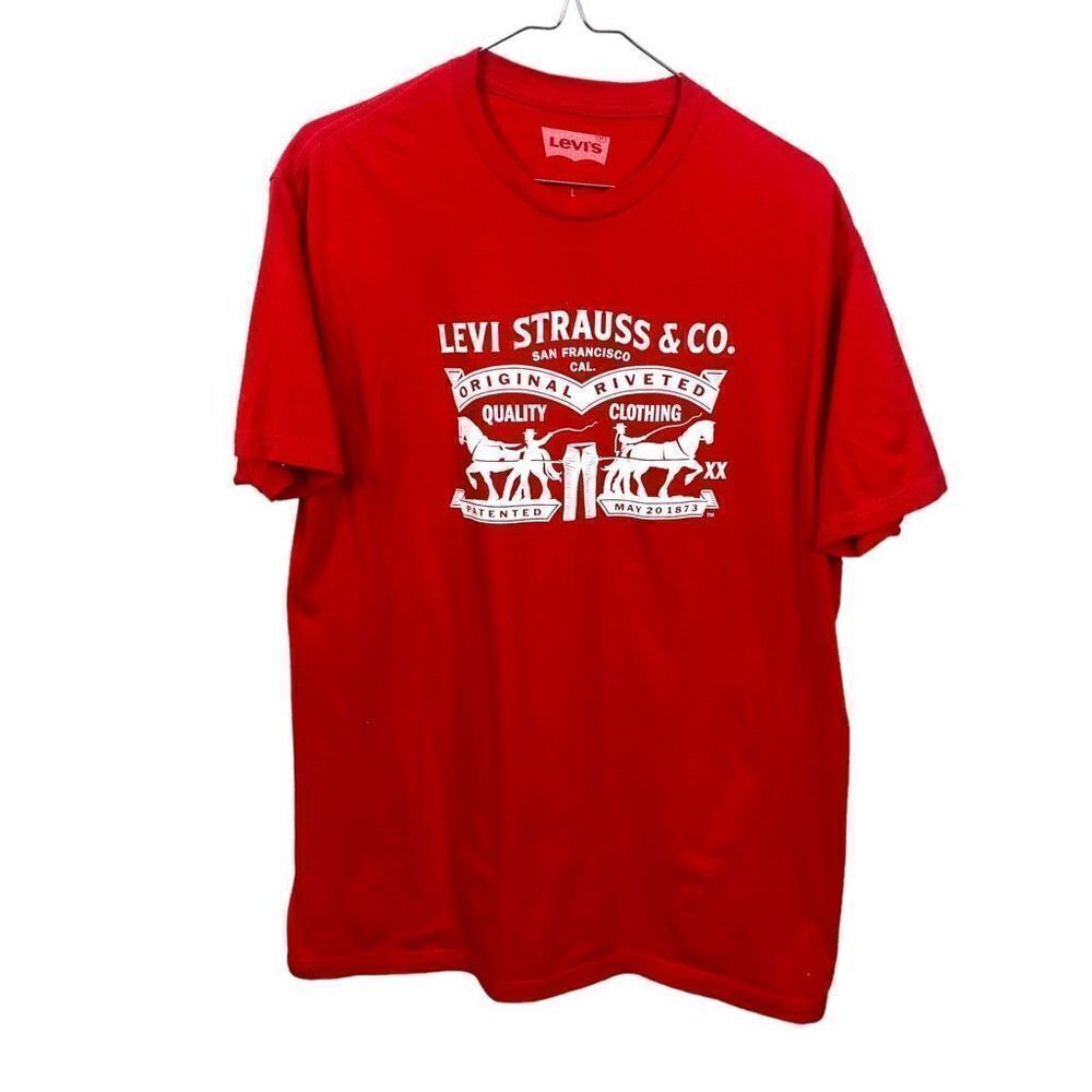Levi Strauss Co Men Graphic T-Shirt Short Sleeves Red
